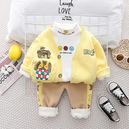 Winter children's velvet suit set of three