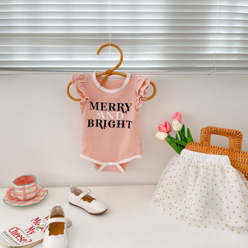 Baby printed fly sleeve ha clothes star mesh skirt two-piece suit