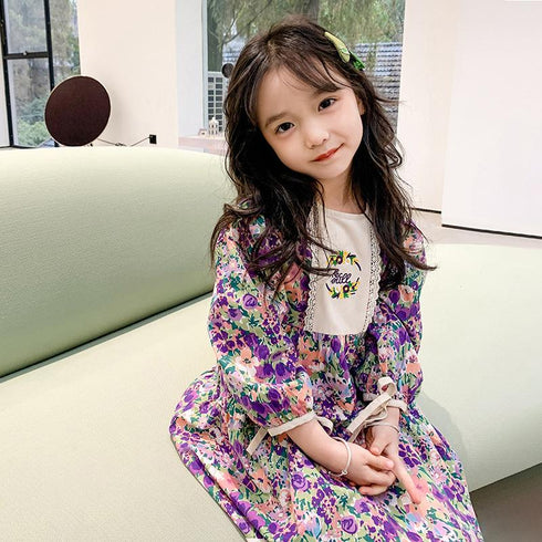 Children's Clothing Spring Floral Baby Korean Children's Foreign Style Girl Princess Dress