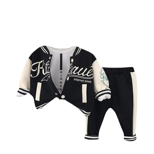 Spring and Autumn Children's Baseball Clothes Set of Three