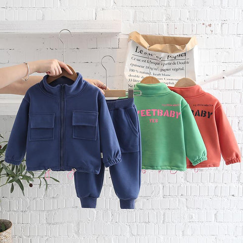 Children's winter clothing plus velvet leisure sports suit