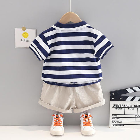 Baby Stripe Short Sleeve Shorts Set