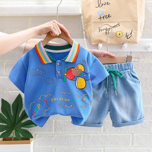 Rainbow Polo Shirt And Shorts Boys' Suit