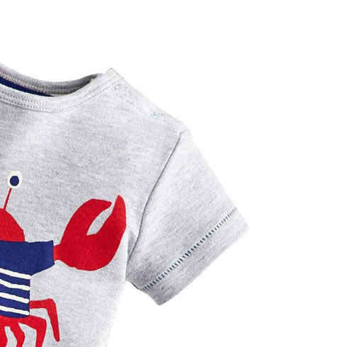 Summer Boys Cartoon Crab Print Set