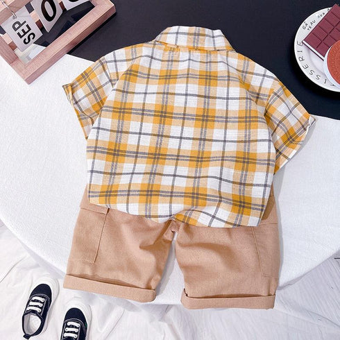 Summer boy suit short sleeve shirt two-piece set