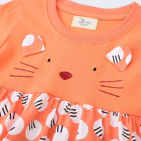 Girls Cartoon Printed Dress Autumn New Cotton Long Sleeve Dress