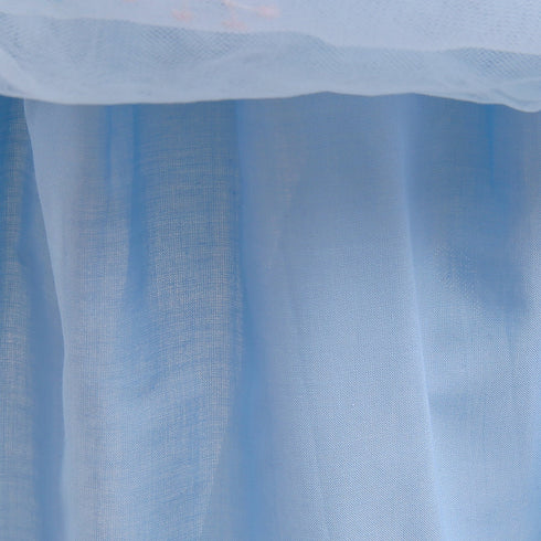 Girl's Bubble Sleeve Dress Embroidered Mesh Paggy Dress Princess Dress