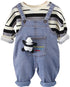 Children's Spring and Autumn Crewneck Dress Denim Straps Two-Piece Set