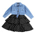 Girls Spring and Autumn Long Sleeve Denim Jacket Sling Skirt Two-Piece Set