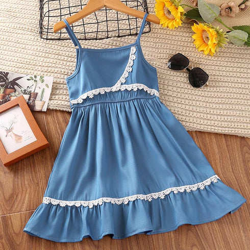 Girls Summer Suspender Lace Dress