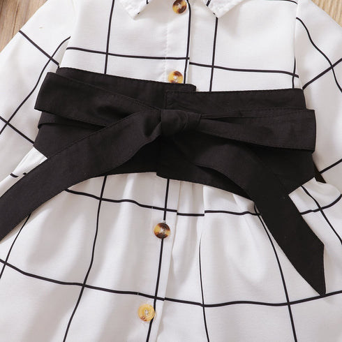 Long Sleeve Plaid Dress Belt