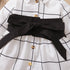 Long Sleeve Plaid Dress Belt