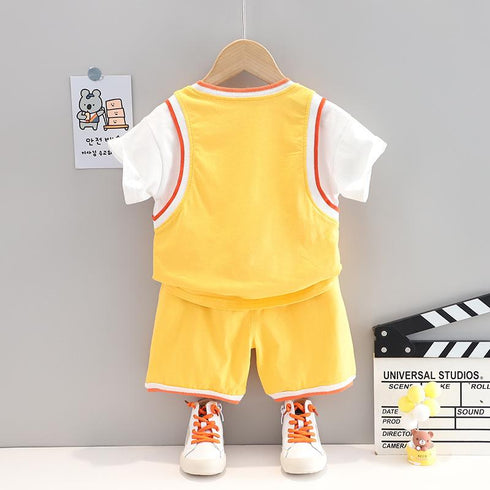 Summer boys' cartoon sports short sleeve shorts set