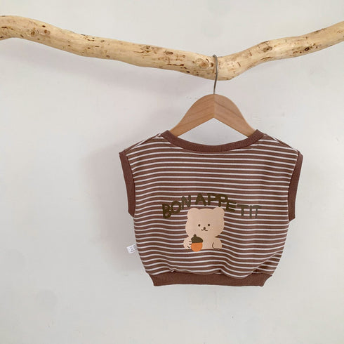 V-neck sleeveless vest baby striped cute bear waistcoat
