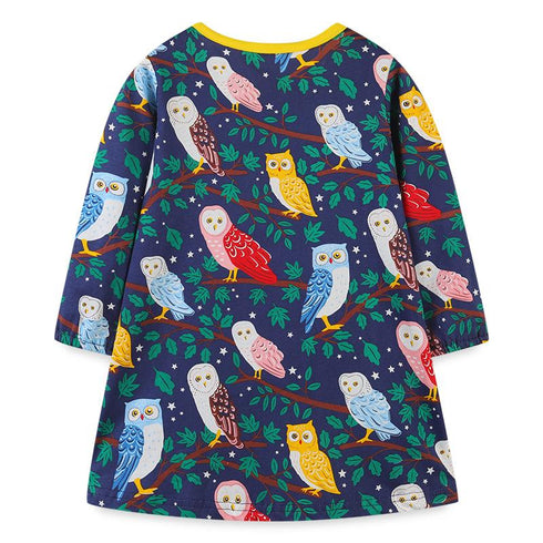 European And American Style Girls Long Sleeve Dress Autumn New Cartoon Printed Princess Dress
