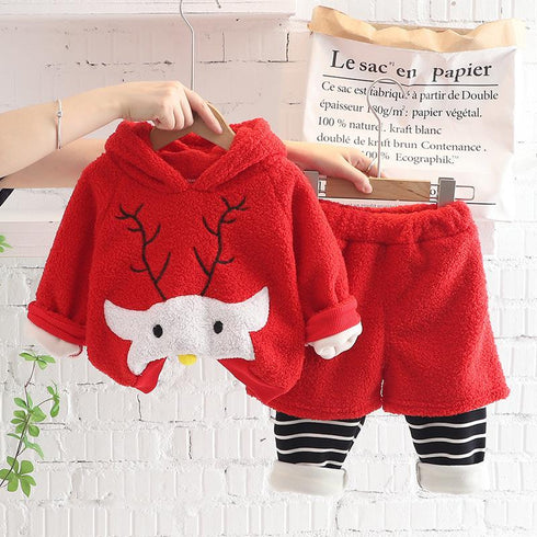 Children's Cashmere Set Warm Winter Dress Two-Piece Set