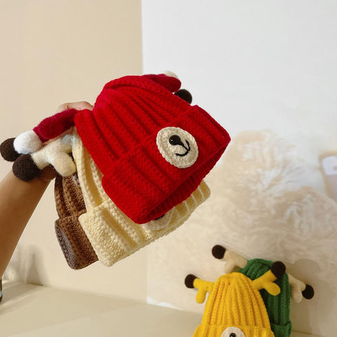 Children's Wool Hat Cute Antler Pullover Hat In Autumn And Winter Circumference 18.9-20.5 inch