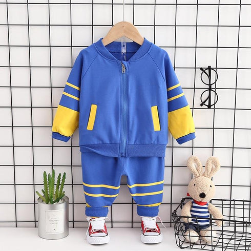 Spring and Autumn Children's Long Sleeve Zipper Wear Set Two-Piece Set