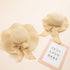 Bow Decorative Sun Hat Parent-child Straw Hat (adults: 56cm, Children: 54cm) (suitable For Children Aged 1-8)