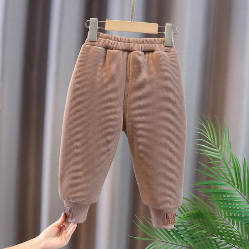 Winter children with velvet padded warm pants