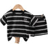 Children's T-shirt Striped Korean Crewneck Set