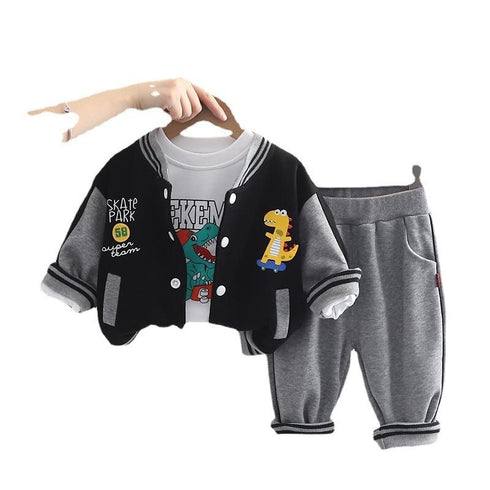 Spring and Autumn Boys Sports Baseball Suit Set of Three