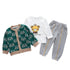 Spring and Autumn Boys Cardigan Three-Piece Set