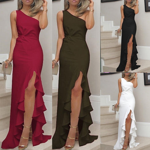Single Strap Formal Dress with Side Slit