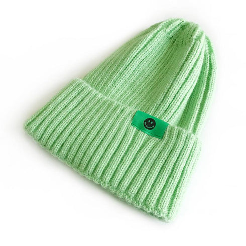 Warm knitted smiling face multicolor hat 13.77 inches