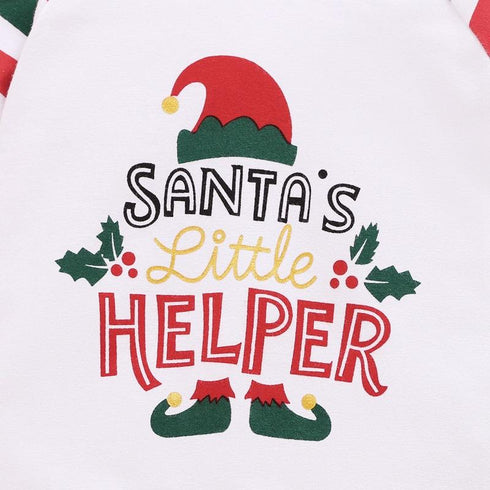 Baby Christmas Printed Striped Hooded Long Sleeve One-piece Coat