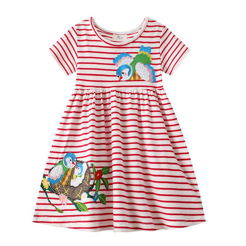 Short Sleeve Knitted Cotton Girl Dress Cartoon Cute Children's Dress