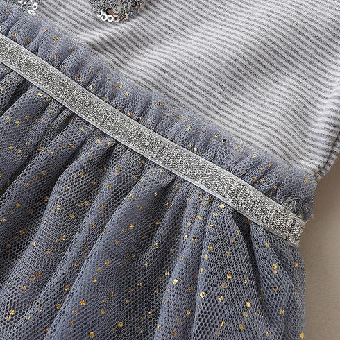 Autumn New Girl Dress European And American Style Cartoon Embroidery Mesh Princess Dress