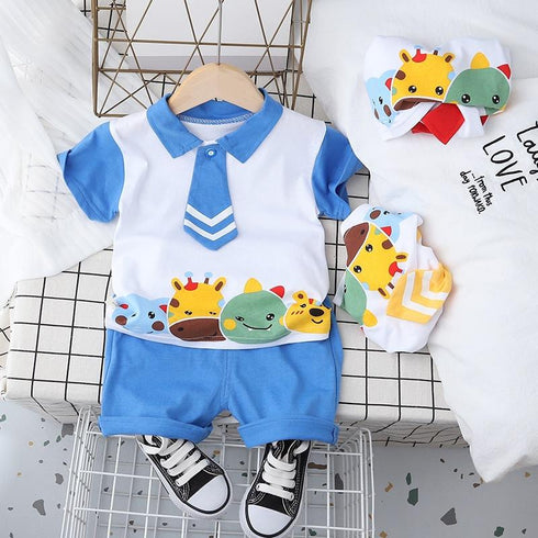 Boys summer short sleeve suit two-piece set