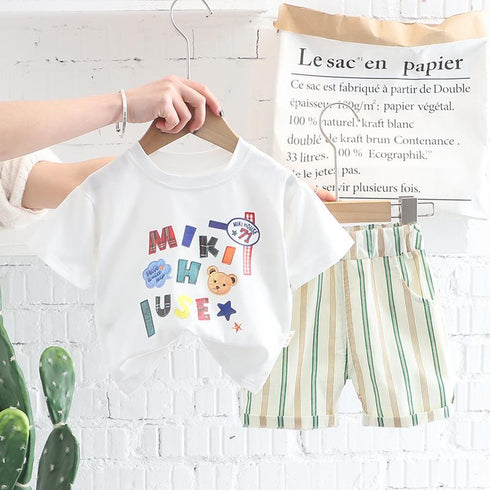 Cartoon Alphabet Children's Summer Suit Two Piece Set