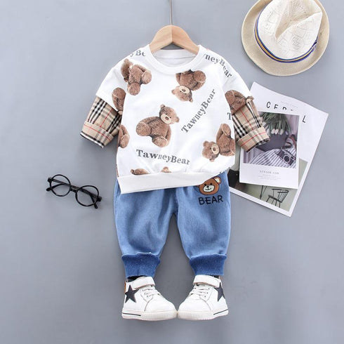 Children's Long Sleeve Sweatshirt Jeans Two-Piece Set
