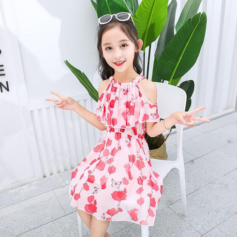 Summer New Girl Chiffon Dress Printed Suspender Skirt Multi-pattern Choice