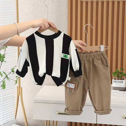 Spring and Autumn Boys Long Sleeve Set Two-Piece Set