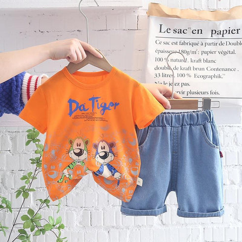 Children's Summer Suit Short Sleeve Denim Shorts