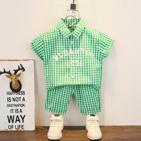 Children's short sleeve suit short sleeve shorts two-piece set