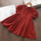 Children's Solid Color Bubble Sleeve Dress
