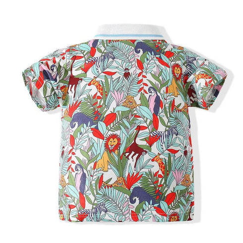 Summer boy cartoon animal polo shirt