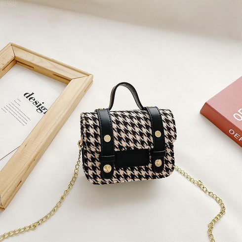Retro Houndstooth Mini Crossbody Bag