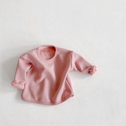 Autumn winter children's long sleeve T-shirt children's round neck bottoming shirt top with velvet padded
