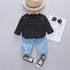 Spring and Autumn Boys Long Sleeve Shirt Two-Piece Set