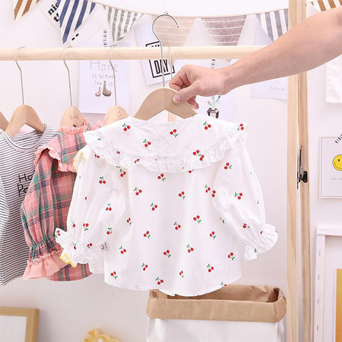 Girls Long Sleeve Shirt 2022 Spring And Autumn New Foreign Style Girls Floral Shirt Sweet Doll Shirt