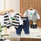 Spring and autumn boys casual hooded waistcoat long sleeve three-piece set