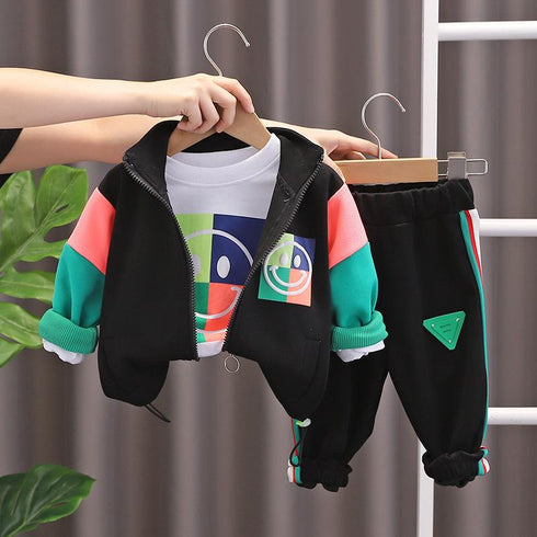 Spring and autumn boys long sleeve three-piece suit