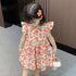 Girls Summer Small Broken Flower Dew Back Princess Skirt