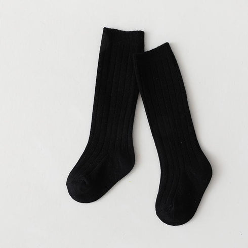 Multicolor children's socks double needle vertical stripes middle stockings baby socks solid color sports socks
