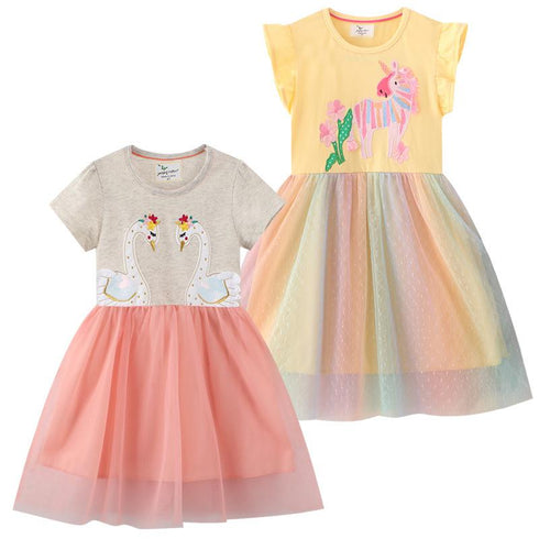 New Girls Short Sleeve Gauze Skirt Cute Foreign Style Princess Skirt